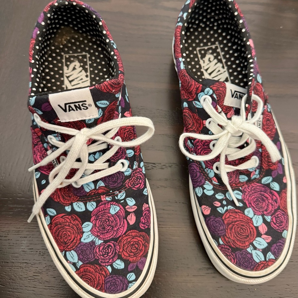 Vans Women's Floral Canvas Sneakers - Red, Blue, Purple